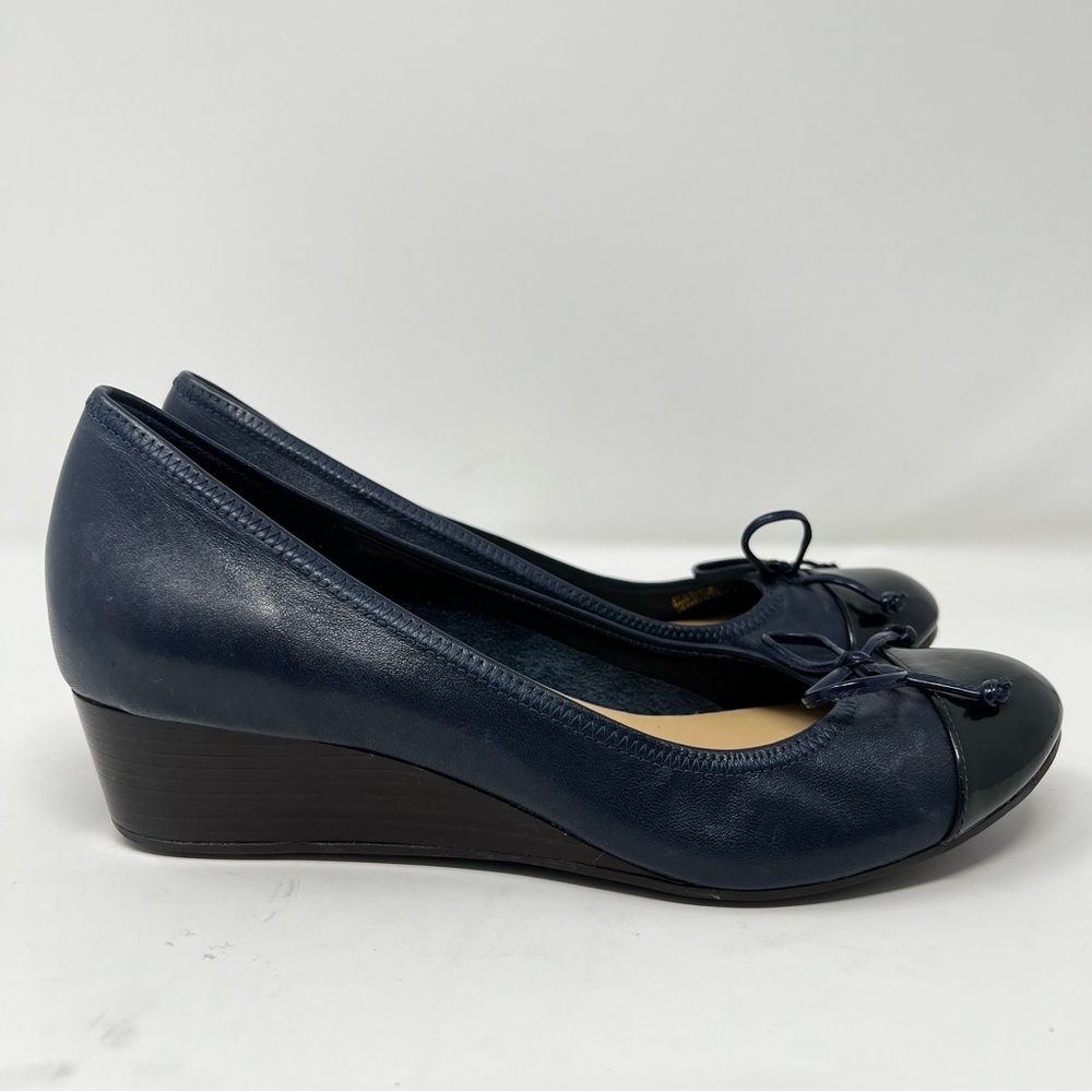 Cole Haan Navy Blue Flats with Bow Accent - Picture 2 of 10